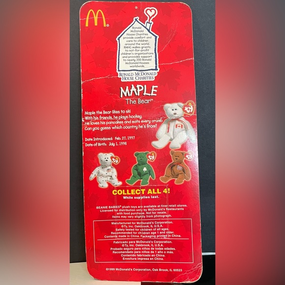 Maple The Bear -1999 McDonald's Ty Beanie Baby - Picture 2 of 2